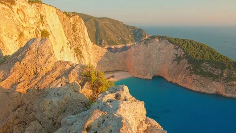 Amazing sunset time lapse with motorized slider of Navagio Beach - Zakynthos Stock Footage 77222768