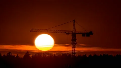 Amazing sunset time-lapse video with industrial cityscape. Stock Footage 153522433