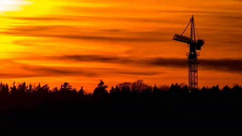 Amazing sunset time-lapse video with industrial cityscape. Stock Footage 153523260