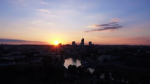 Amazing Sunset Time Lapse of Vilnius City Stock Footage 69783485