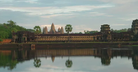 Amazing Sunset View of the Angkor Wat Temple in Cambodia Stock Footage 246971847
