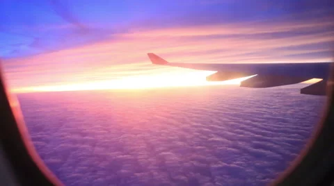 Amazing sunset view,look from the airplane window Stock Footage 56817632