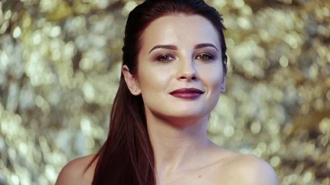 Amazing supermodel posing in studio Stock Footage