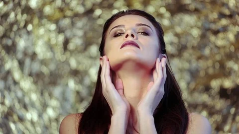 Amazing supermodel posing in studio Stock Footage 77750725