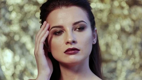 Amazing supermodel posing in studio Stock Footage 77751606