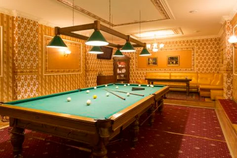 Amazing table with pool table Stock Photos
