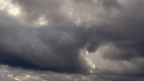 Amazing time-lapse of dramatic dark gray clouds. Stock Footage 98107450