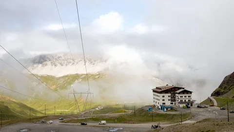 Amazing time lapse of passo dello stelvio mountain pass Stock Footage 114685942
