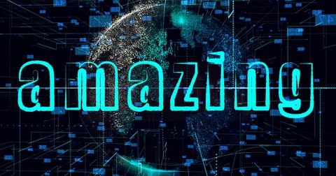 Amazing title, Animation of data processing over globe. Concept Artificial Stock Illustration