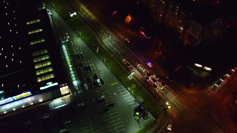 Amazing top down view of the evening city from above. Stock Footage 165295027