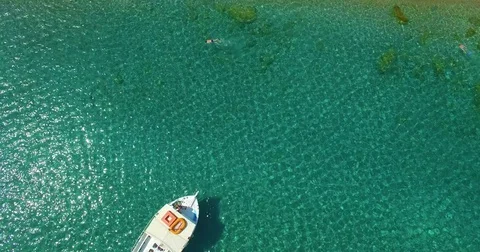 Amazing top view Greece sandy beach shoot with drone Stock Footage 77829336