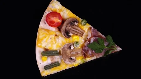 Amazing top view of pizza portion close up Video stock 84113804