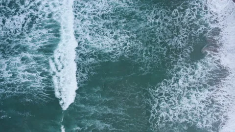 Amazing top view of sea waves crash at dusk in bulgaria Stock Footage 230636465