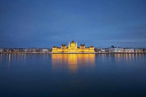 Amazing twilight in Budapest - Parliament in Budapest, Hungary Stock Photos
