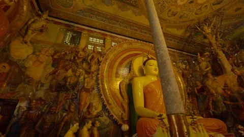 Amazing view of  Buddhist Temple with some beautiful statues Stock Footage 107912755