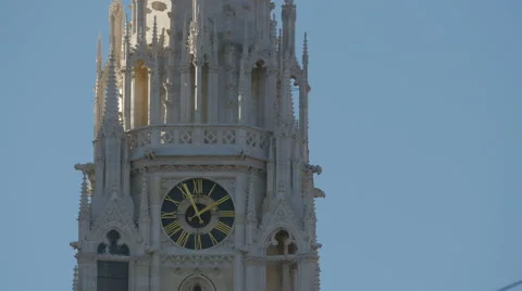 Amazing view of the clock tower of Zagreb Cathedral in Zagreb, Croatia Stock Footage 60833289