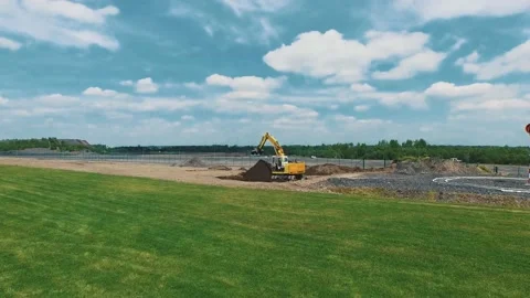 Amazing view of construction work aerial 4k Stock Footage 137088402