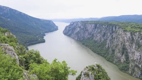Amazing View of Danube River Gorge Serbia Stock Footage 303665668