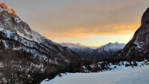 Amazing view of different mountain peaks with snow during winter Stock Footage 230269079