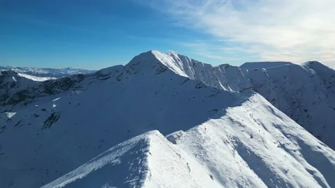 Amazing view of different mountain peaks with snow during winter Stock Footage 230671872