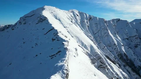 Amazing view of different mountain peaks with snow during winter Stock Footage 230921058