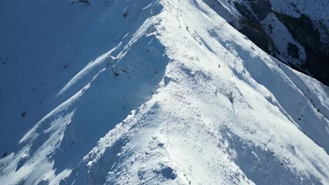 Amazing view of different mountain peaks with snow during winter Stock Footage 230984574