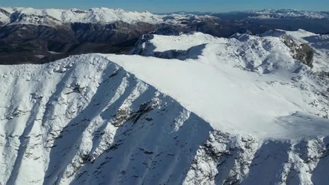 Amazing view of different mountain peaks with snow during winter Stock Footage 230984742