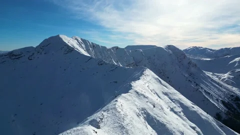 Amazing view of different mountain peaks with snow during winter Stock Footage 231164871