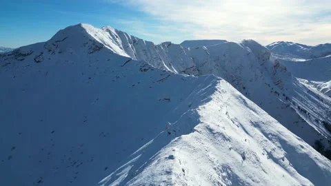 Amazing view of different mountain peaks with snow during winter Stock Footage 231336537