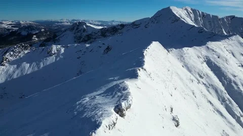Amazing view of different mountain peaks with snow during winter Stock Footage 231430484