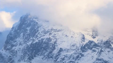 Amazing view of different mountain peaks with snow during winter Stock Footage 231795633