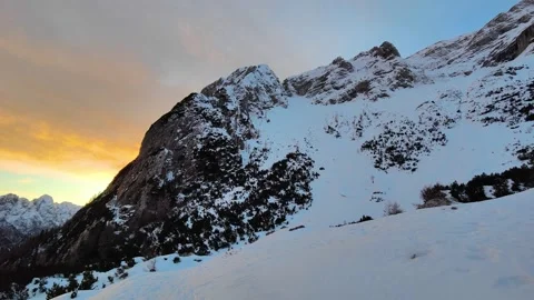 Amazing view of different mountain peaks with snow during winter Stock Footage 231796514