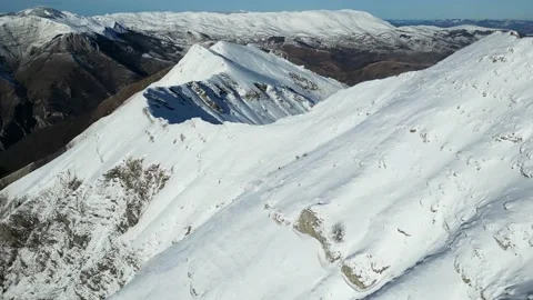 Amazing view of different mountain peaks with snow during winter Stock Footage 233066369