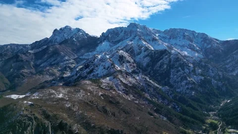 Amazing view of different mountain peaks with snow during winter Stock Footage 239529724
