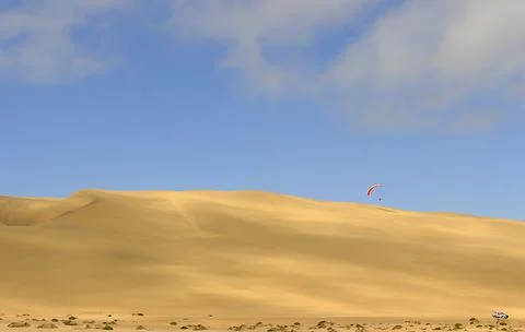 Amazing View to the  dune 7. Namibia, Africa Stock Photos