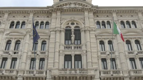 Amazing view of the facade of the city hall in Trieste Stock Footage 59576253