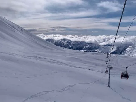Amazing view on Georgian mountains in Gudauri ski resort Stock Photos