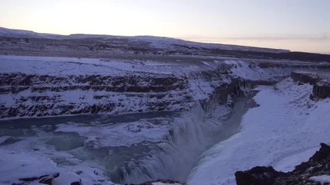 Amazing view of Gullfoss Waterfall Stock Footage 87493773