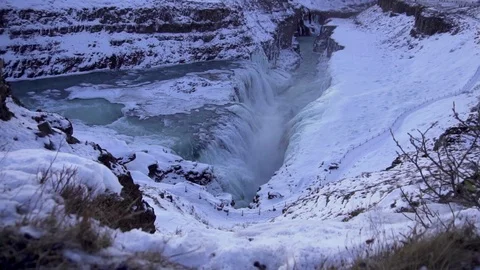 Amazing view of Gullfoss Waterfall Stock Footage 87493785