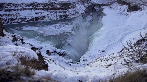 Amazing view of Gullfoss Waterfall Stock Footage 87493821