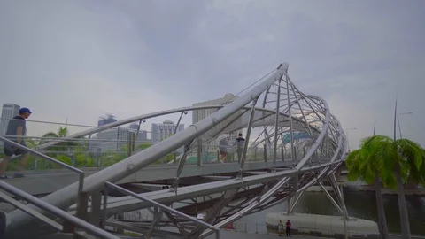 Amazing view of a modern bridge with the surrounding, Singapore Stock Footage 116559071