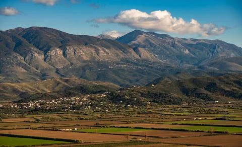 Amazing view of mountain and fields in Albania. Alps in Saranda Albania wit.. Stock Photos