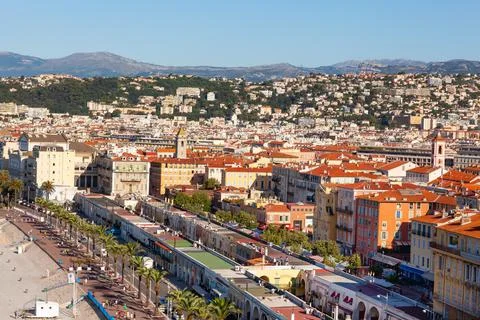 Amazing view of Nice from the observation deck of Castle Hill on the roofs of Stock Photos