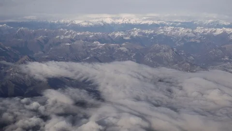 Amazing view of Northern Italy with the Alps by plane Stock Footage 109044853