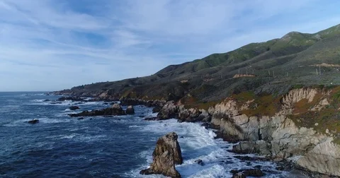 Amazing view of Pacific ocean in Big Sur, California Stock Footage 72173013