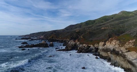 Amazing view of Pacific ocean in Big Sur, California Stock Footage 72175331