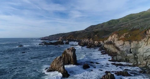 Amazing view of Pacific ocean in Big Sur, California Stock Footage 72176404