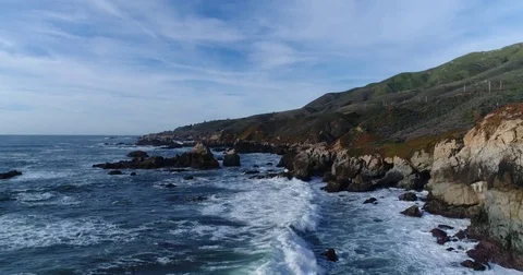 Amazing view of Pacific ocean in Big Sur, California Stock Footage 72176556