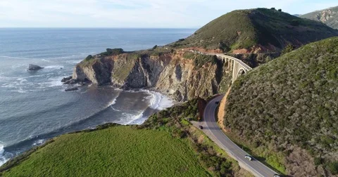 Amazing view of Pacific ocean in Big Sur, California Stock Footage 72176749