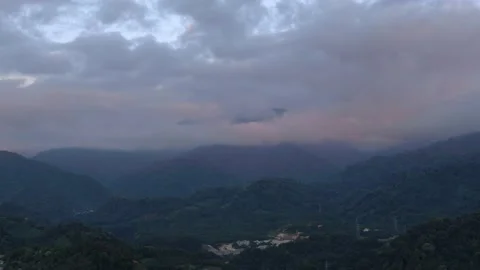 Amazing view from peak in Georgia at sunset light. Stock Footage 237636733